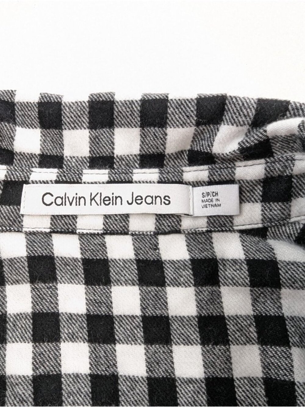 Calvin Klein Women Small Flannel Shirt Black White Plaid Long Sleeve Button Down - Picture 4 of 11